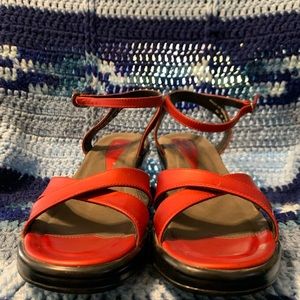 Red dansko sandals almost new
